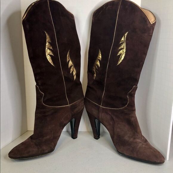 Sergio Rossi Brown Suede and Leather Boots - Picture 1 of 15